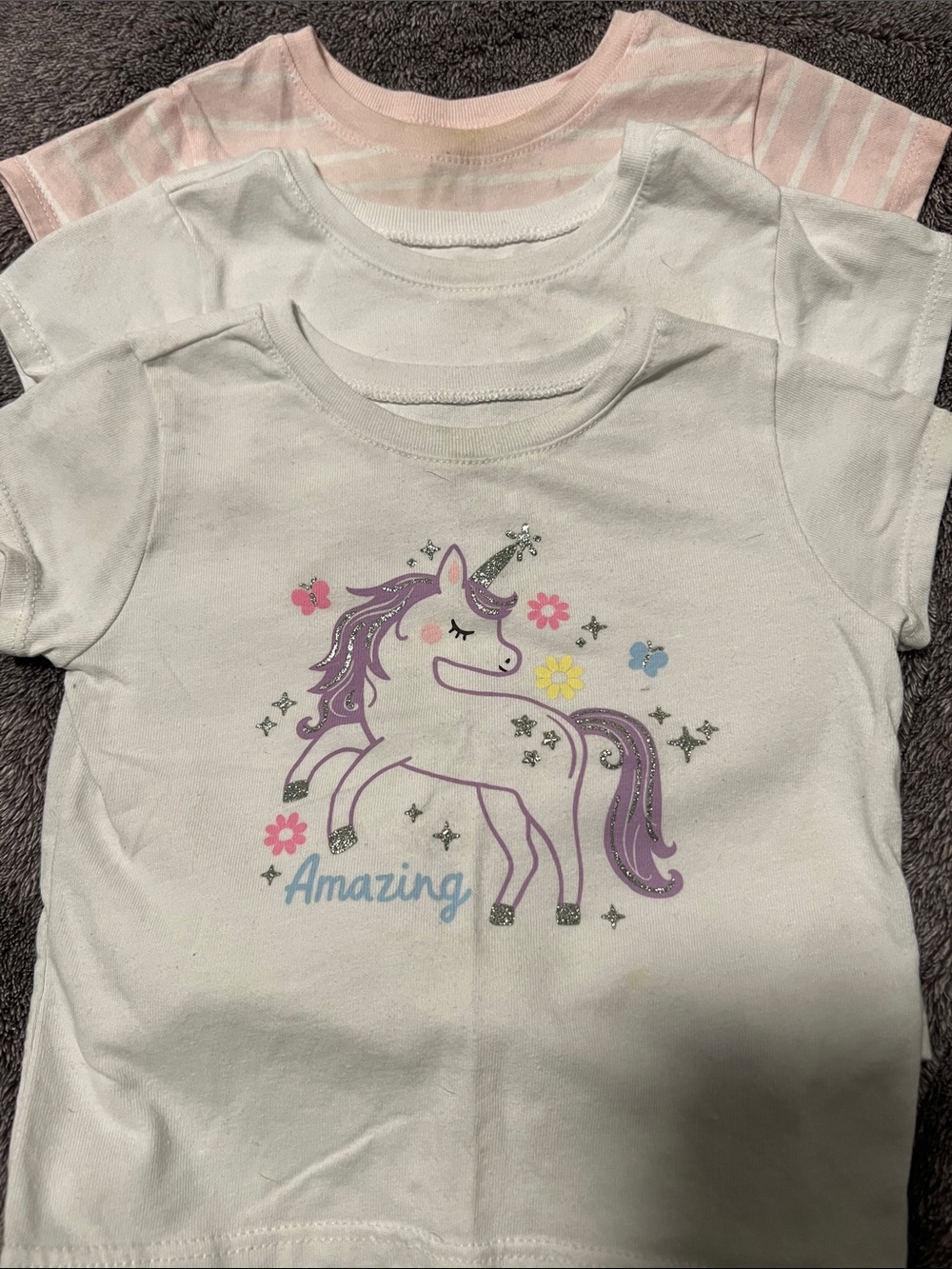 Garanimals White Tee with Purple Unicorn Graphic